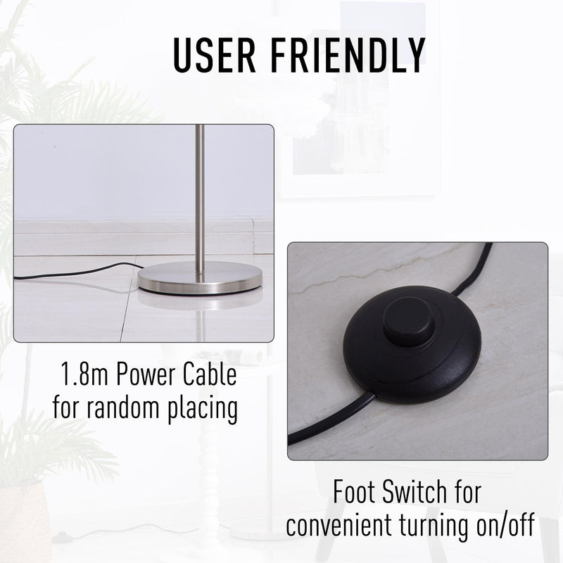 Lampada da Terra con Paralume E27 in Piume  Bianca