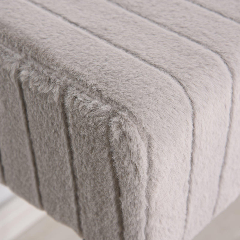 Panca Imbottita 2 Posti 118x42x56 cm in Tessuto e Metallo  Grigia