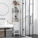 Mobile Alto da Bagno 1 Anta 4 Ripiani 40x35x164 cm in Truciolare  Bianco
