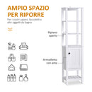 Mobile Alto da Bagno 1 Anta 4 Ripiani 40x35x164 cm in Truciolare  Bianco