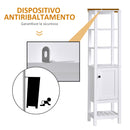 Mobile Alto da Bagno 1 Anta 4 Ripiani 40x35x164 cm in Truciolare  Bianco
