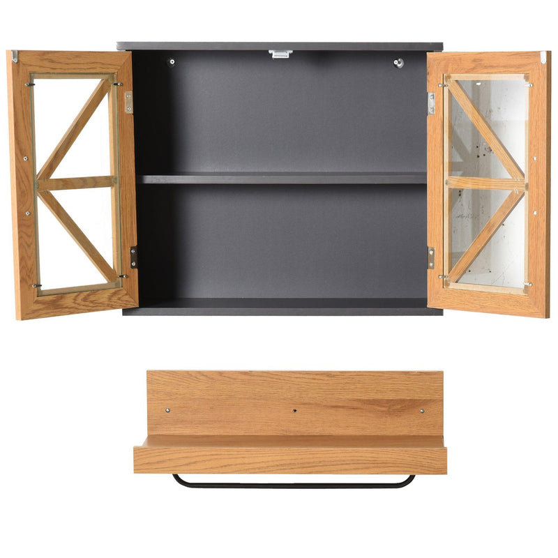 Pensile Bagno Mobiletto 2 Ante e Mensola con Portasciugamani 