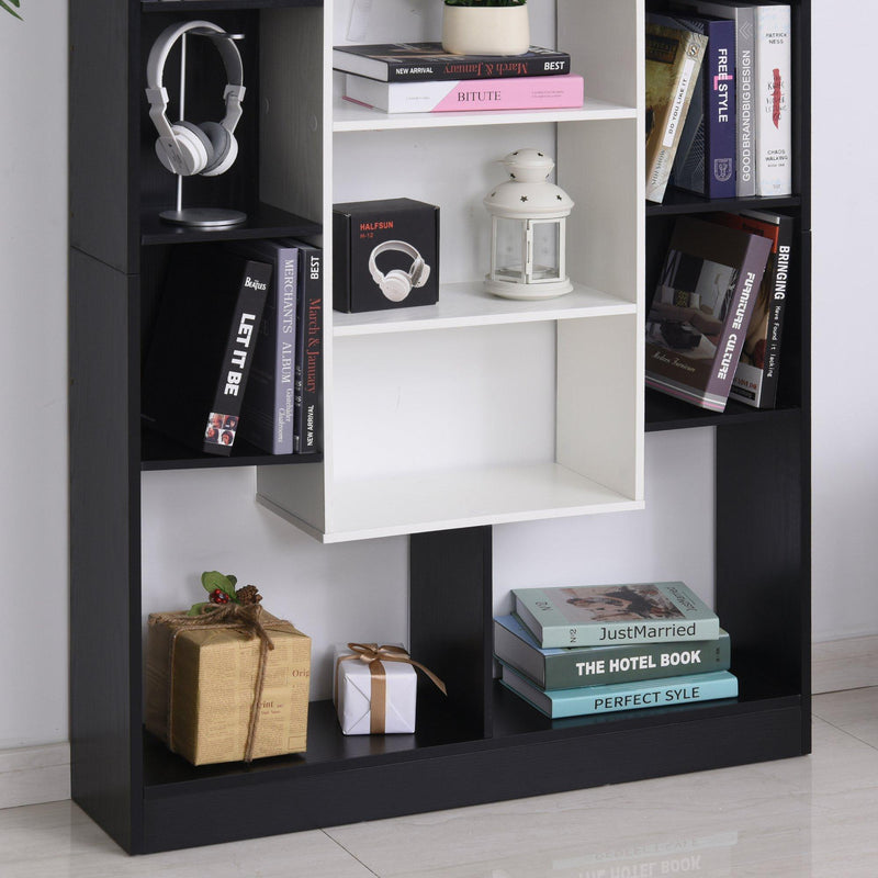 Libreria Moderna 95x22x150 cm in Truciolare  Bianca e Nera