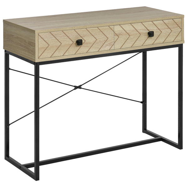 Konsolentisch für den Eingang 2 Schubladen 90x35x76 cm in Holz und Metall prezzo