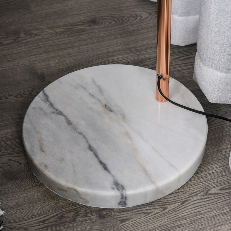 Lampada da Terra ad Arco con Paralume E27 in Acciaio e Marmo  Rame