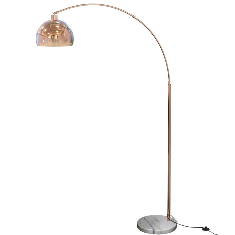 Lampada da Terra ad Arco con Paralume E27 in Acciaio e Marmo  Rame