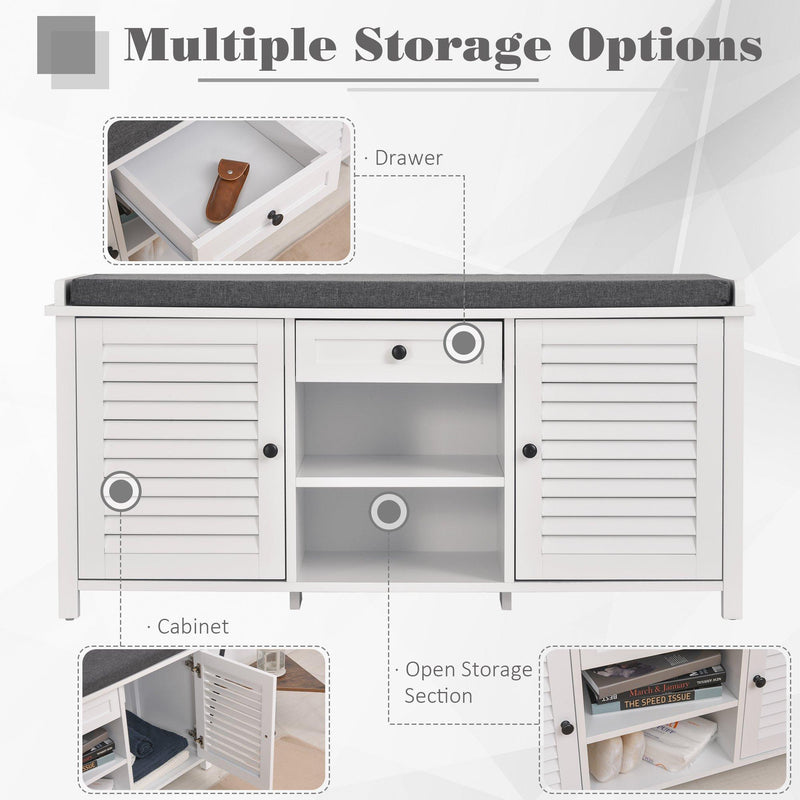 Panchina Scarpiera per Ingresso 110x40x54 cm in Legno  Bianca