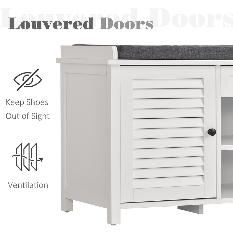 Panchina Scarpiera per Ingresso 110x40x54 cm in Legno  Bianca