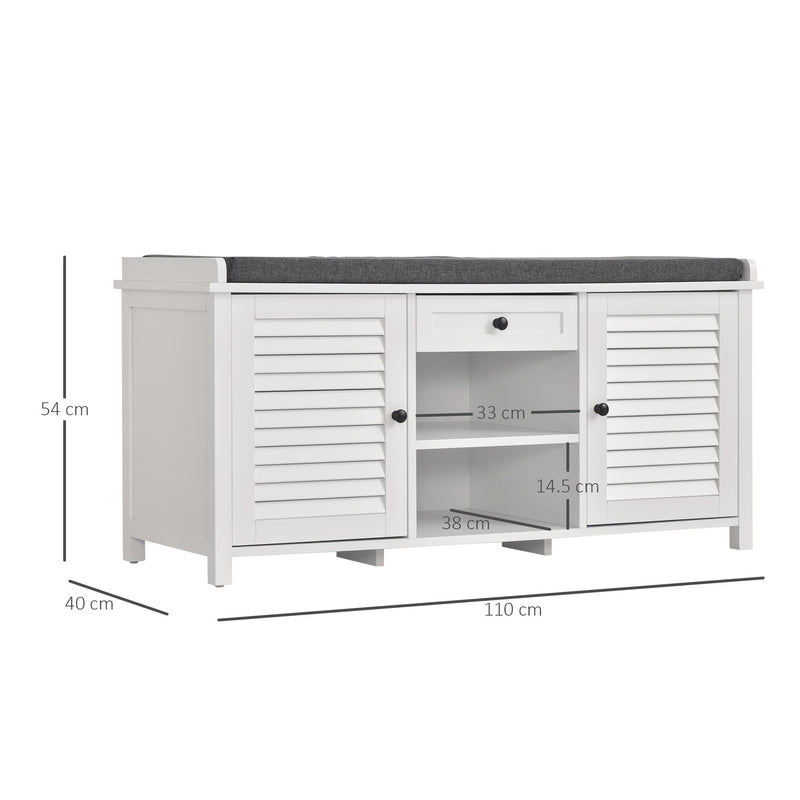 Panchina Scarpiera per Ingresso 110x40x54 cm in Legno  Bianca