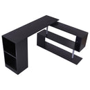 Scrivania Angolare da Ufficio 140x120x78,2 cm con Cassetti e Scaffale Girevole  Nera