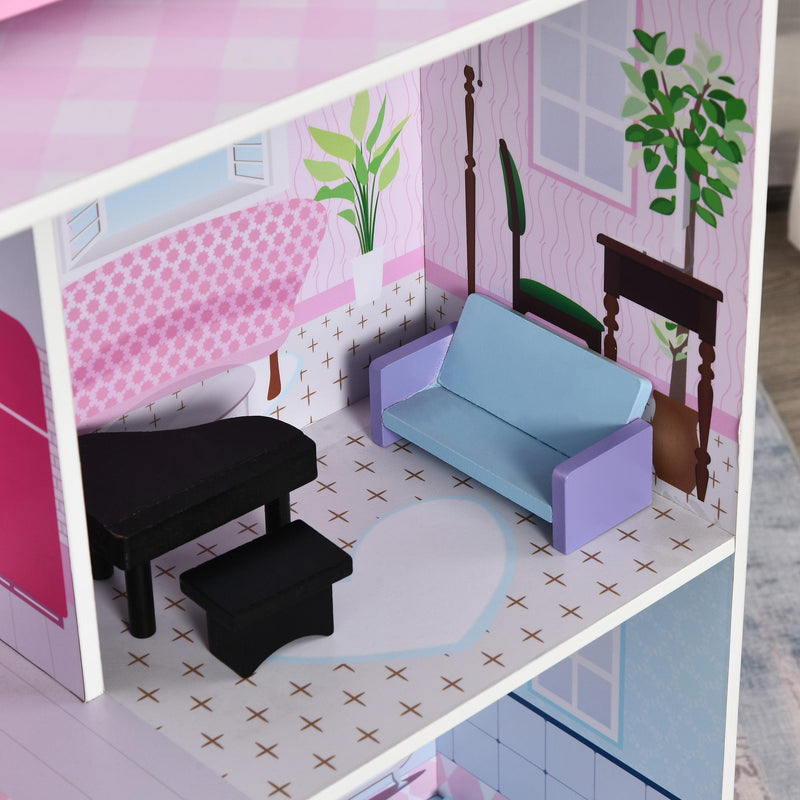 Casa delle Bambole Cucina Giocattolo 2 in 1 60x48x106 cm in Pino e MDF  Rosa