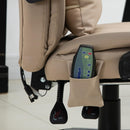 Sedia da Ufficio Presidenziale Massaggiante con Riscaldamento in Similpelle 67x69x106-116 cm  Beige