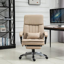 Sedia da Ufficio Presidenziale Massaggiante con Riscaldamento in Similpelle 67x69x106-116 cm  Beige