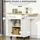 Carrello da Cucina Espandibile 1 Cassetto 2 Ante 119,6x45,7x91,2 cm con Ruote  Bianco