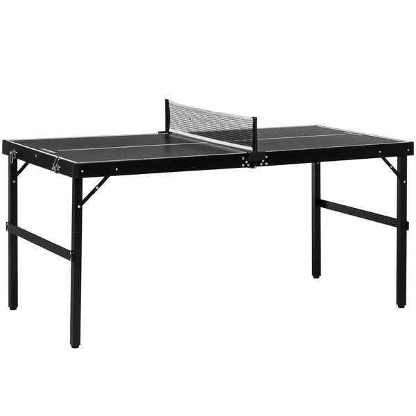 Tavolo Ping Pong Pieghevole 152x76x72 cm con Maniglia da Trasporto in Alluminio e Legno Nero sconto