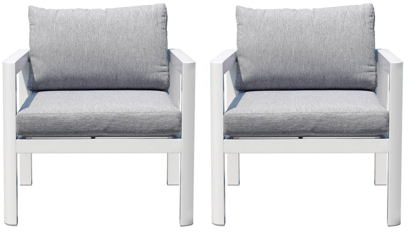 Poltrona da Giardino 70x75x60 cm in Alluminio Bianco con Cuscini Grigio