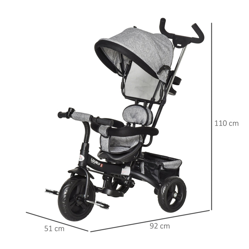 Passeggino Triciclo per Bambini Pieghevole  Grigio