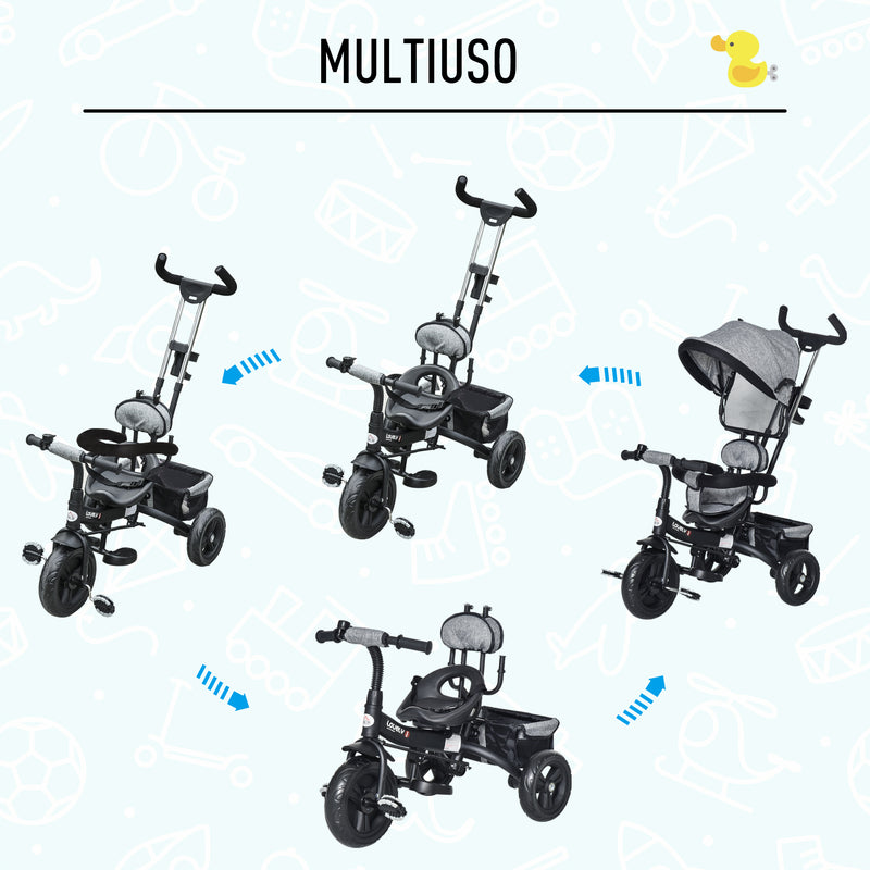 Passeggino Triciclo per Bambini Pieghevole  Grigio