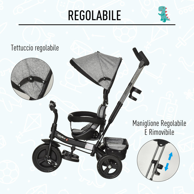 Passeggino Triciclo per Bambini Pieghevole  Grigio