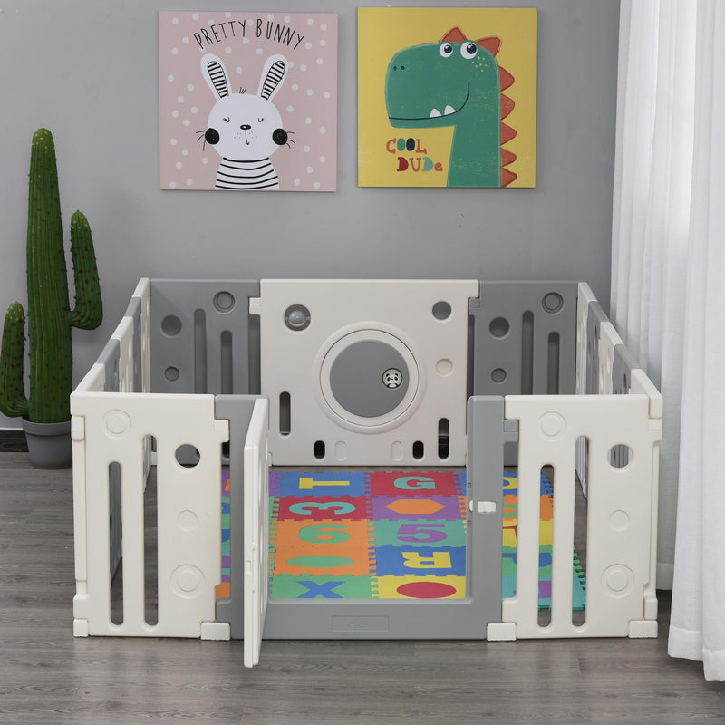 Box Recinto Attività per Bambini 190x150x64 cm  Grigio e Bianco