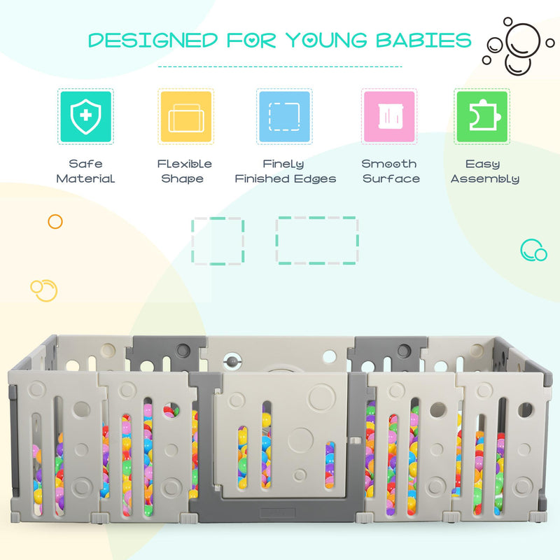 Box Recinto Attività per Bambini 190x150x64 cm  Grigio e Bianco