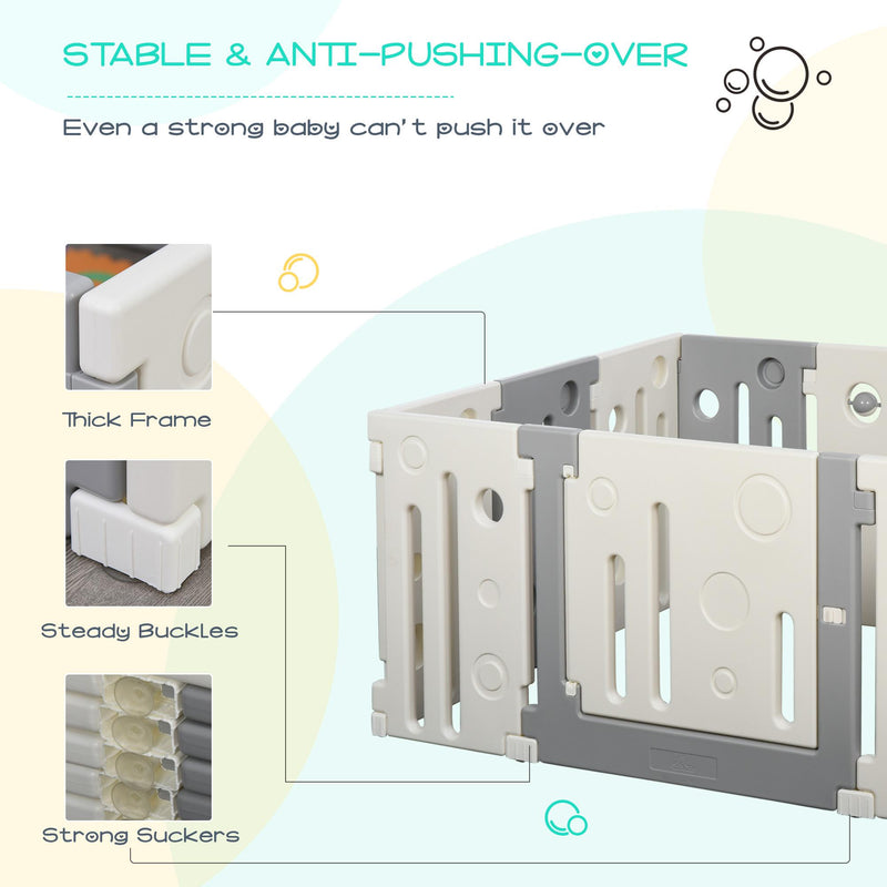 Box Recinto Attività per Bambini 190x150x64 cm  Grigio e Bianco