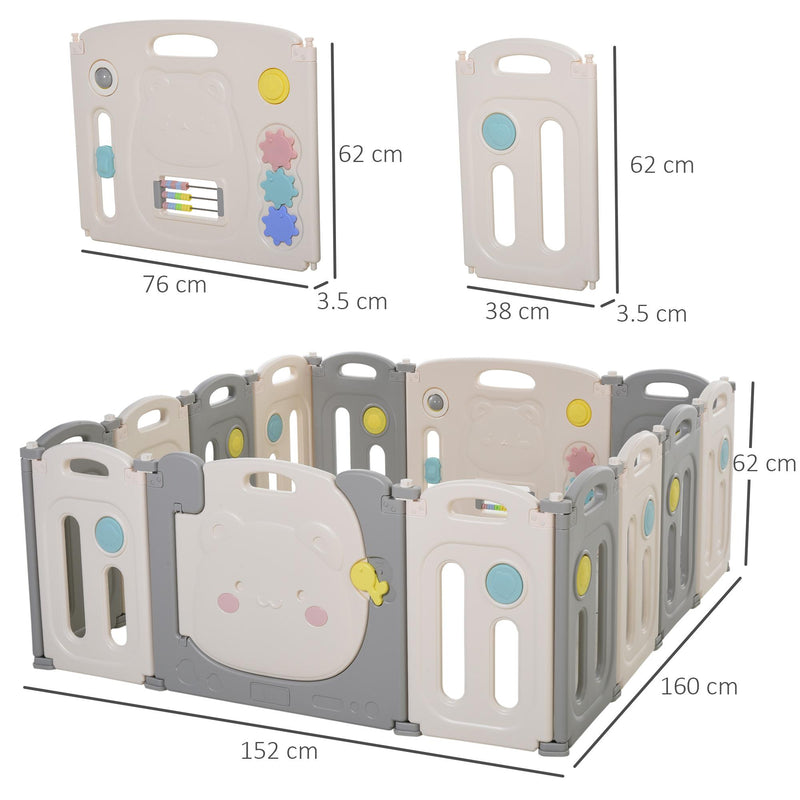 Box Recinto Attività per Bambini 160x152x62 cm  Grigio e Bianco