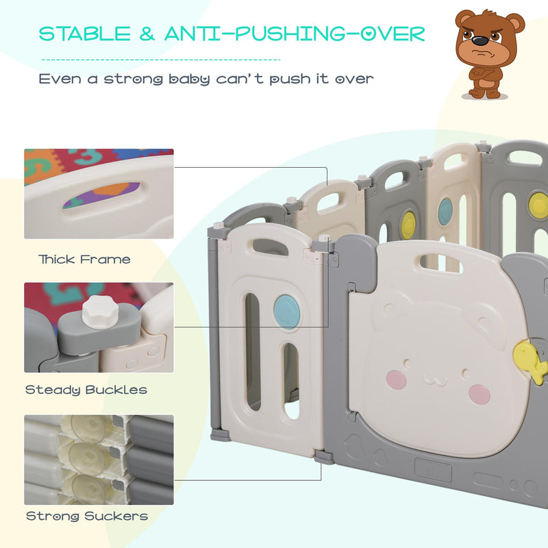 Box Recinto Attività per Bambini 160x152x62 cm  Grigio e Bianco