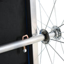 Rimorchio Carrello per Bicicletta porta Bambini 2 Posti in Acciaio e Tessuto  Blue e Bianco