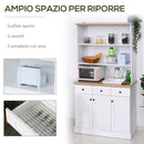 Mobile da Cucina Credenza 3 Ripiani 3 Cassetti 3 Ante 101x39x180,5 cm  Bianca