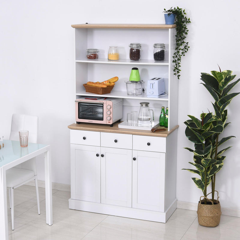 Mobile da Cucina Credenza 3 Ripiani 3 Cassetti 3 Ante 101x39x180,5 cm  Bianca