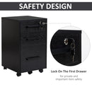 Cassettiera Portadocumenti da Ufficio 39,2x40x65,4 cm 3 Cassetti  Nera