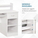 Scrivania 104 x 48 x 95,5 cm con Ripiano Tastiera Estraibile e Mensole  in Legno  Bianco