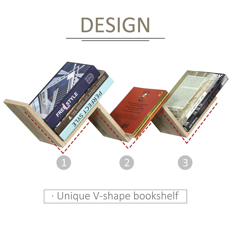 Libreria Mensola Sospesa a V 80,6x16x15,2 cm in Legno 