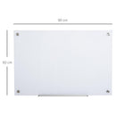 Lavagna Bianca da Parete in Vetro 90x60x0,4 cm con Pennarelli e Cancellino 
