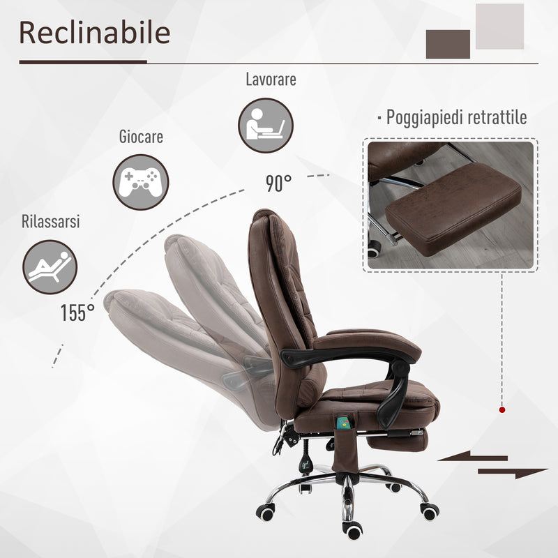 Sedia Poltrona da Ufficio Presidenziale Massaggiante in Similpelle  Marrone