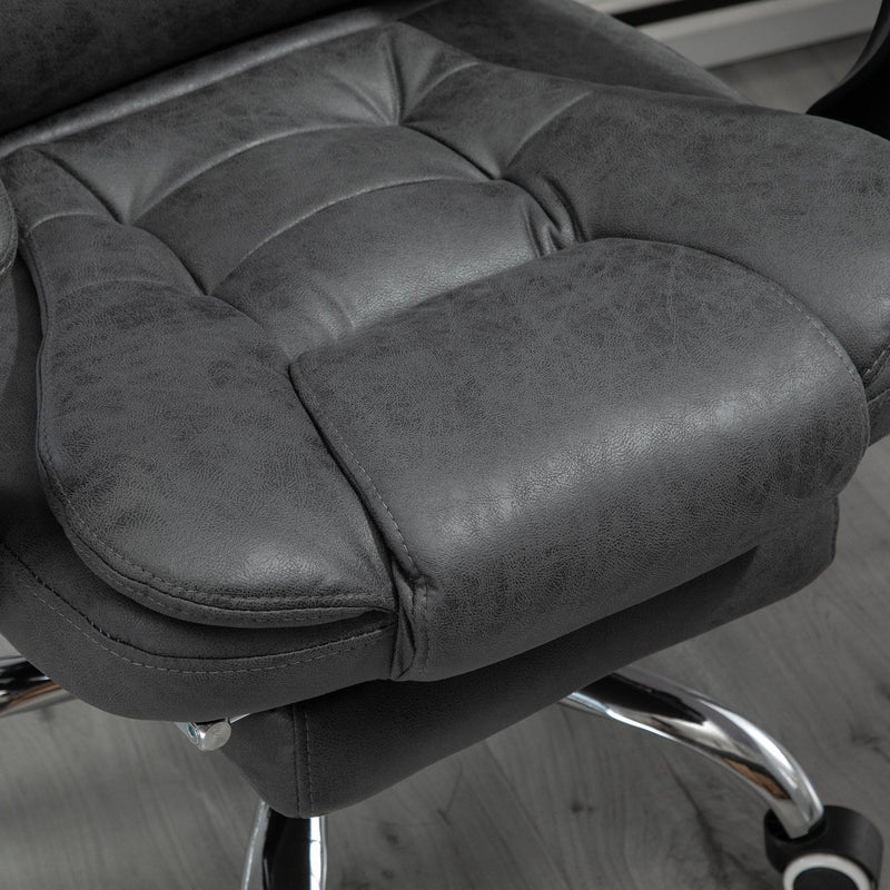 Sedia Poltrona da Ufficio Presidenziale Massaggiante in Similpelle  Grigio Scuro