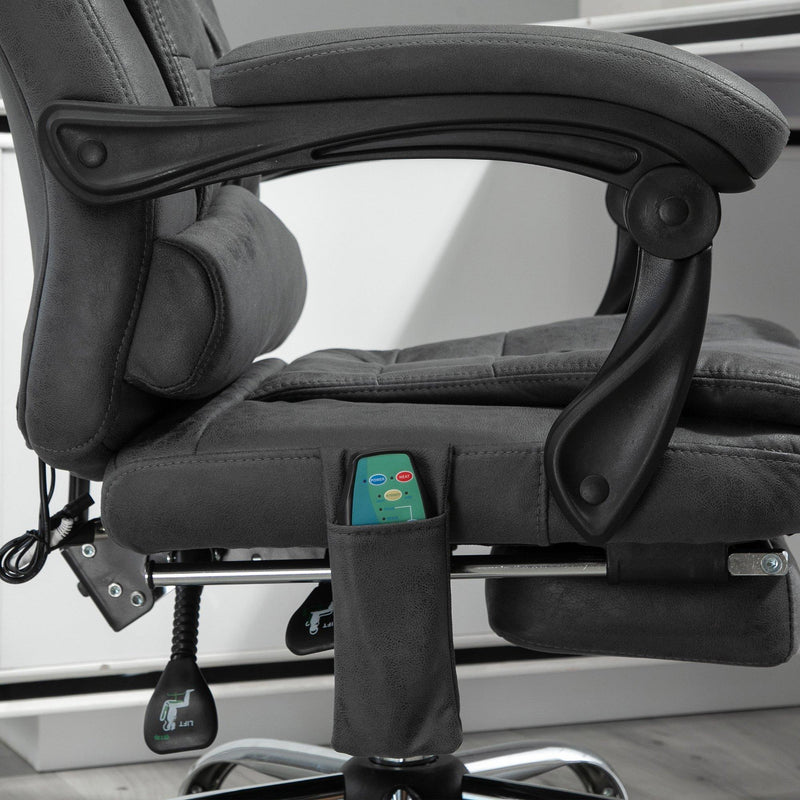 Sedia Poltrona da Ufficio Presidenziale Massaggiante in Similpelle  Grigio Scuro