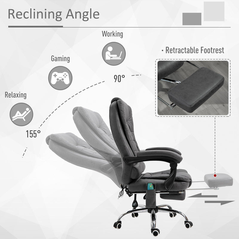 Sedia Poltrona da Ufficio Presidenziale Massaggiante in Similpelle  Grigio Scuro