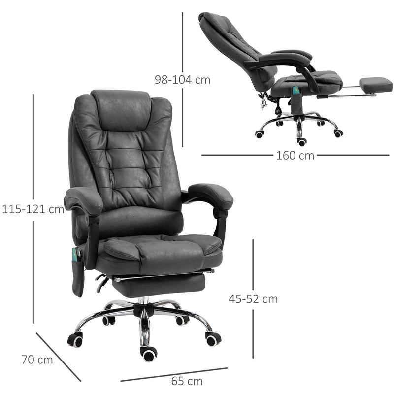 Sedia Poltrona da Ufficio Presidenziale Massaggiante in Similpelle  Grigio Scuro