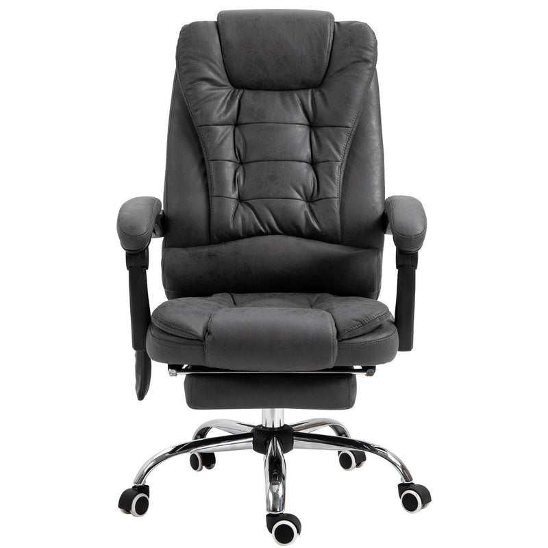 Sedia Poltrona da Ufficio Presidenziale Massaggiante in Similpelle  Grigio Scuro