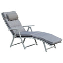 Sdraio da Giardino Pieghevole Reclinabile 137x63,5x100,5 cm in Metallo e con Materassino Grigio