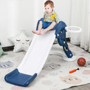 Scivolo per Bambini 146x68x68 cm con Canestro e Pallone Basket  Blu e Bianco