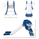 Scivolo per Bambini 146x68x68 cm con Canestro e Pallone Basket  Blu e Bianco