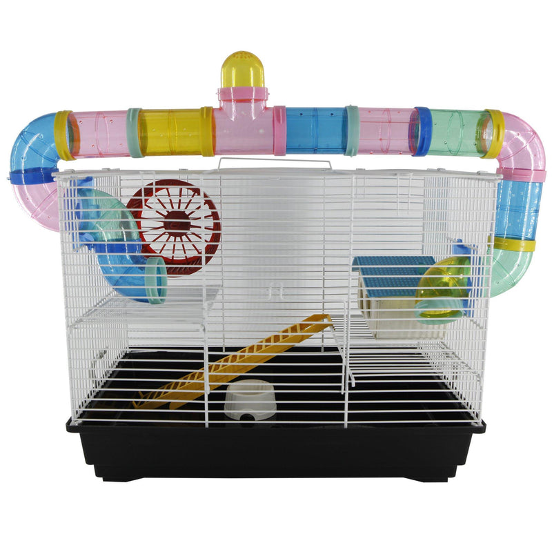 Gabbia per Criceti 3 Livelli con Tubi e Accessori 