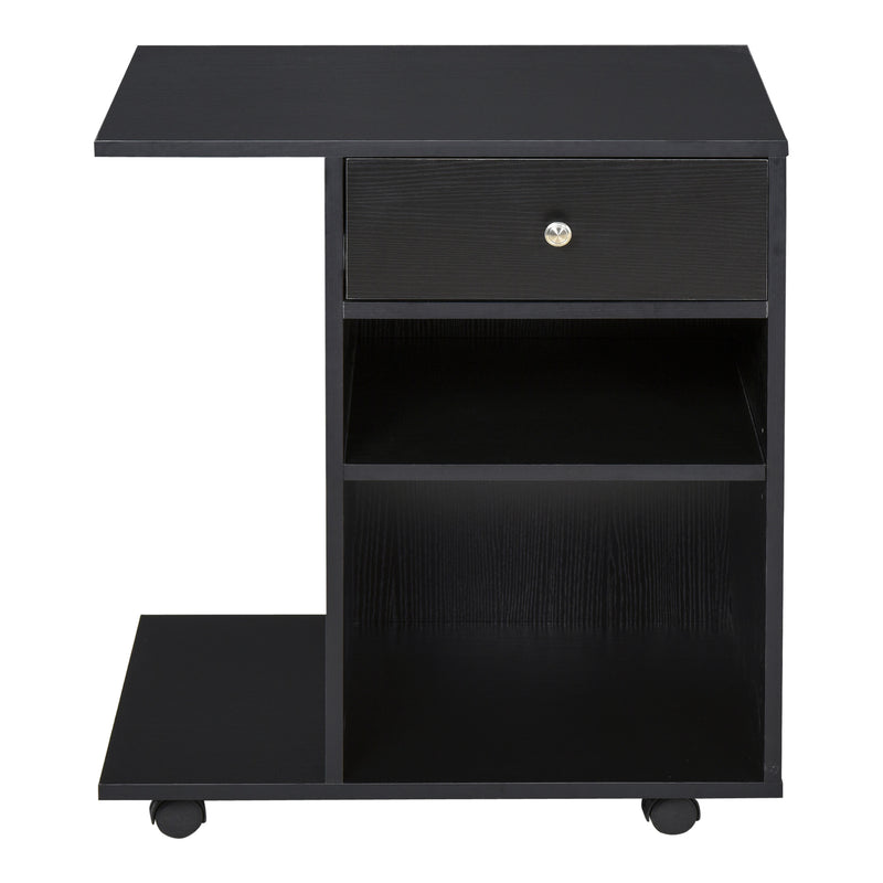 Mobile Porta Stampante 1 Cassetto 2 Ripiani 60x40x68,5 cm in Legno  Nero