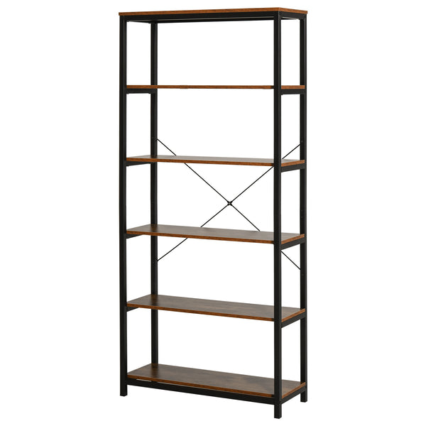 Bücherregal 6 Regale 80x30x180 cm aus Holz und schwarzem Metall acquista