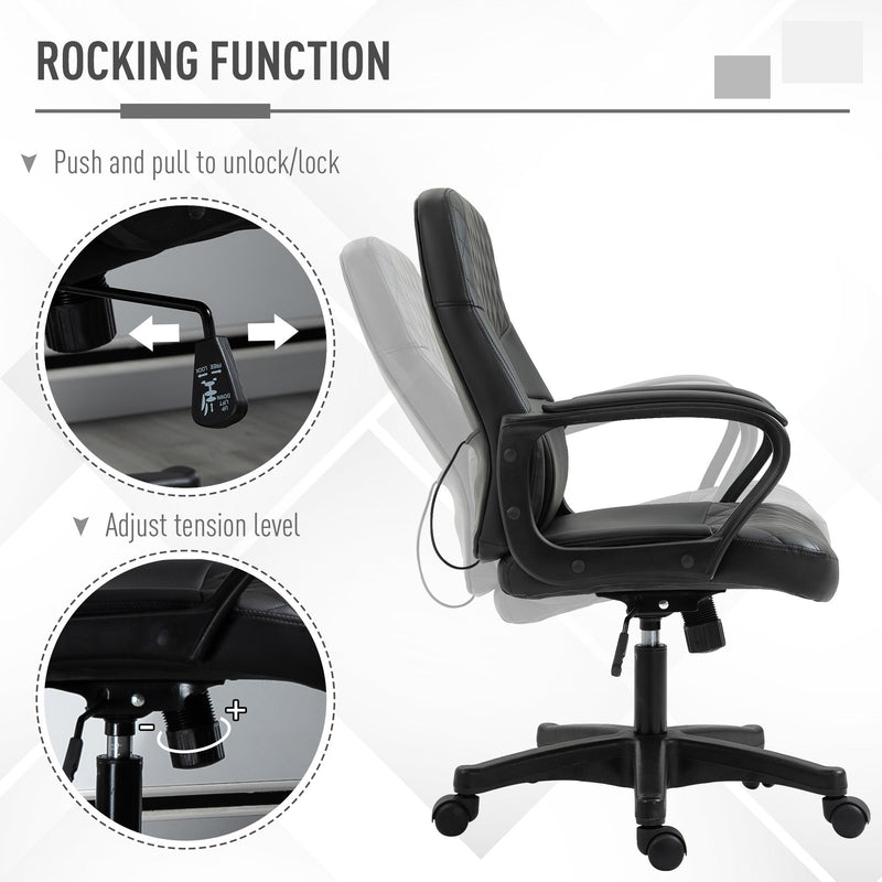 Sedia Poltrona Operativa da Ufficio in Similpelle  Nera