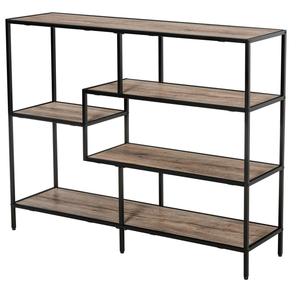 Bücherregal mit 5 Regalen 120 x 32 x 95 cm aus Holz und schwarzem Metall sconto