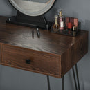 Consolle Trucco 2 Cassetti 80x40x136 cm con Specchio e Sgabello Noce